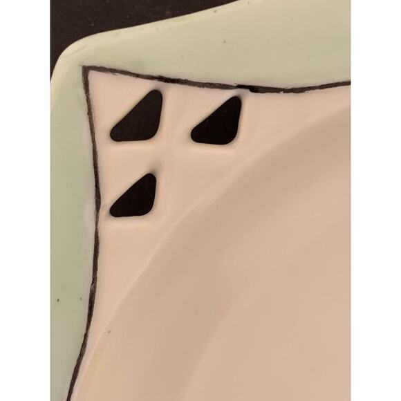 Vintage R S Germany China Bowl Pierced Edges Spring Flowers Gold Stamp 7" Square - Picture 4 of 7